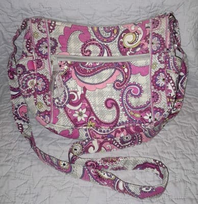 Vera Bradley Paisley Meets Plaid Crossbody Shoulder Bag Pink Floral Purse 10x8x4 - Thumbnail 2