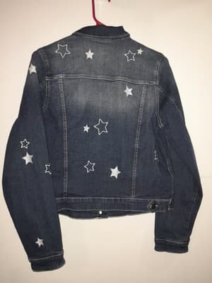 WONDER NATION Denim Jacket Girls XXL Blue Star Print Button Front Jean Rodeo - Thumbnail 7