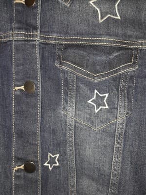 WONDER NATION Denim Jacket Girls XXL Blue Star Print Button Front Jean Rodeo - Thumbnail 3