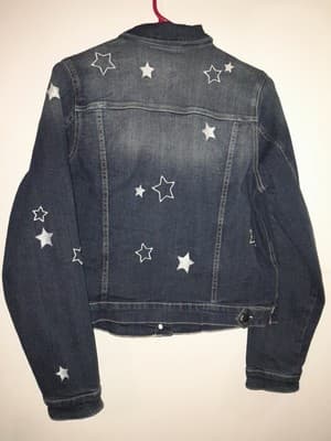 WONDER NATION Denim Jacket Girls XXL Blue Star Print Button Front Jean Rodeo - Thumbnail 6