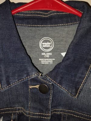 WONDER NATION Denim Jacket Girls XXL Blue Star Print Button Front Jean Rodeo - Thumbnail 2