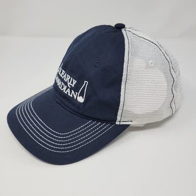 Vtg Clearly Canadian Trucker Hat Navy White Mesh Adjustable Strapback Cap Y2K - Thumbnail 4