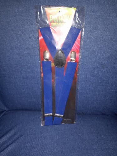 Party Suspenders: Unisex Brace Suspenders Y Shaped Adjustable Blue - Image 1