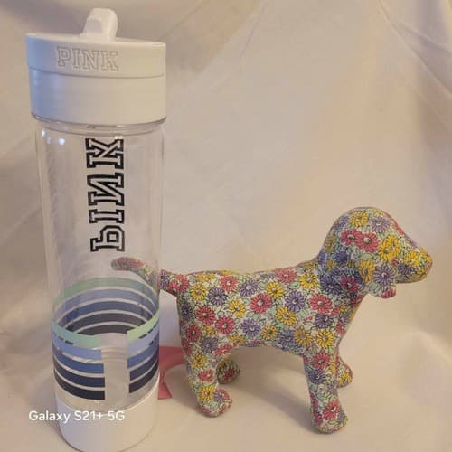 Victorias Secret PINK Love Floral Dog & Cool Stripe Campus Water Bottle Lot of 2 - Thumbnail 2