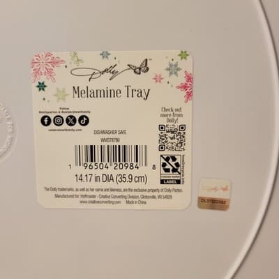 Dolly Parton Melamine Tray 14.17" Round Holiday Gift Collectible - Thumbnail 5