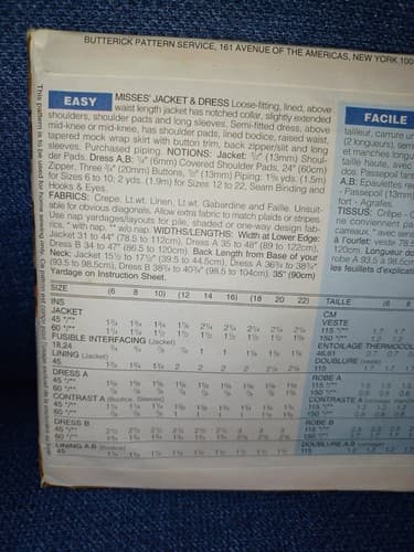 Butterick 4233 Pattern Misses Jacket & Dress loose Fitting Lined 12 14 16 Rare - Thumbnail 5