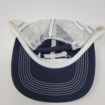 Vtg Clearly Canadian Trucker Hat Navy White Mesh Adjustable Strapback Cap Y2K - Thumbnail 9