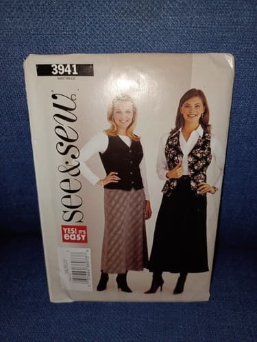 See & Sew 3941 Misses' Lined Vest & Skirt Close-fitting Flared Skirt Sz 18 20 22 - Thumbnail 2