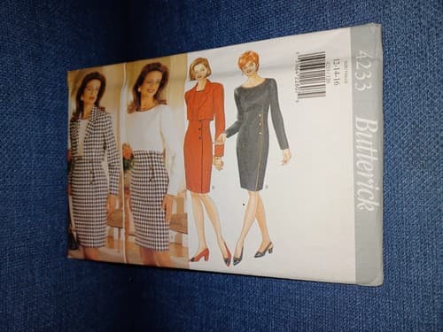 Butterick 4233 Pattern Misses Jacket & Dress loose Fitting Lined 12 14 16 Rare - Thumbnail 2
