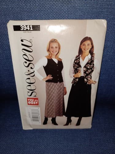 See & Sew 3941 Misses' Lined Vest & Skirt Close-fitting Flared Skirt Sz 18 20 22 - Image 1