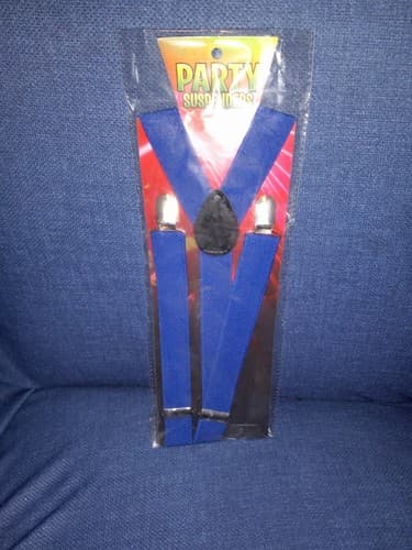 Party Suspenders: Unisex Brace Suspenders Y Shaped Adjustable Blue - Thumbnail 2