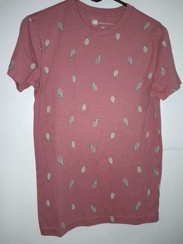 🍍 Aeropostale Shirt Mens XS X-Small Rose Short Sleeve Crew Neck Pineapple - Image 1