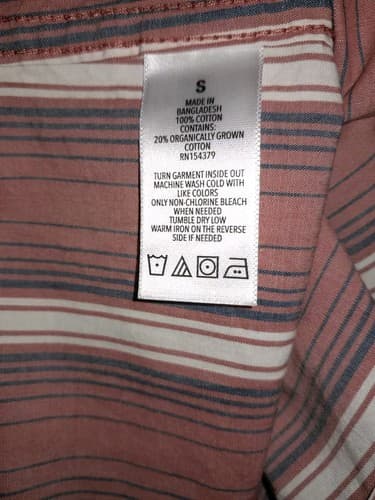 Aeropostale Button Down Mens Small Short Sleeve Shirt Rust with Blue Stripe EUC - Thumbnail 5