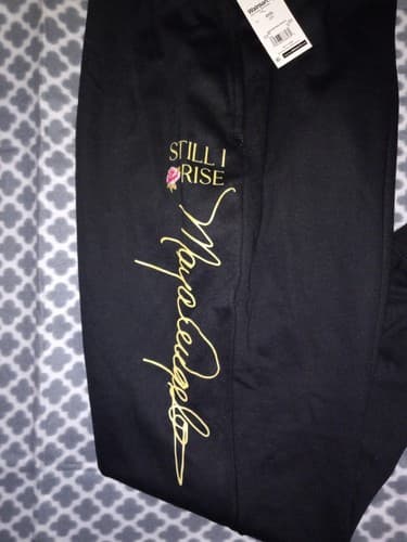 Maya Angelou Still I Rise Black Sweatpants 3XL Draw String 40" Elastic Waist - Thumbnail 2