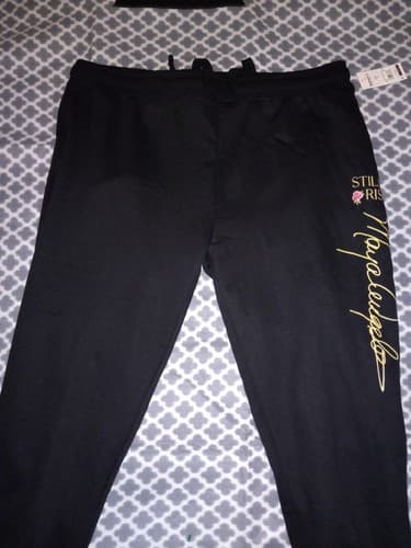 Maya Angelou Still I Rise Black Sweatpants 3XL Draw String 40" Elastic Waist - Thumbnail 5