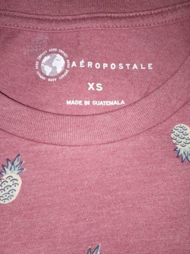 🍍 Aeropostale Shirt Mens XS X-Small Rose Short Sleeve Crew Neck Pineapple - Thumbnail 3
