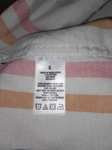 Aeropostale Button Down Mens S Short Sleeve Shirt w Blue Mustard Pink Stripes - Thumbnail 6