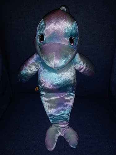 Build A Bear Dolphin Puppet Mermaid Splash 18" Retired Plush Blue Tie Dye BABW - Thumbnail 2