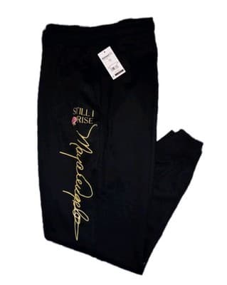 Maya Angelou Still I Rise Black Sweatpants 3XL Draw String 40" Elastic Waist - Image 1