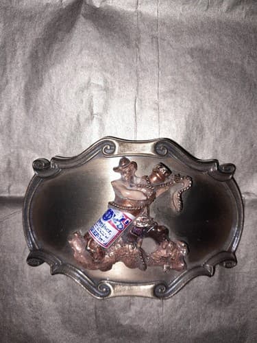 Budweiser Beer - Bud Longneck Cowboy 1978 Raintree Vintage brewery belt buckle - Thumbnail 2