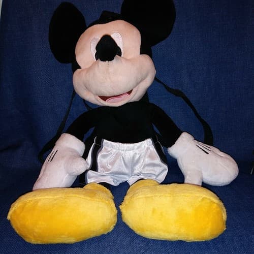 Disney Mickey Mouse Backpack Stuffed Animal Plush 18" w/ Basketball Shorts Rare - Image 1