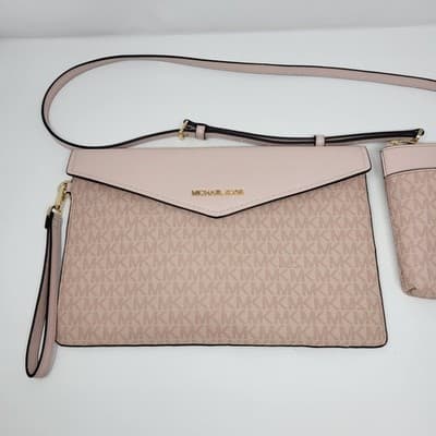 Michael Kors Jet Set Travel Crossbody Wristlet Clutch Set Beige MK Bundle Lot - Thumbnail 5