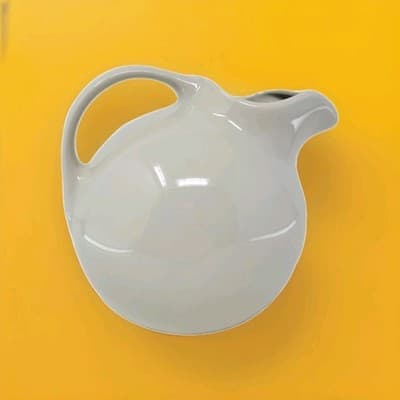 HALL Ceramic Pitcher White Mid Century Modern Creamer USA 633 8in Vintage - Image 1