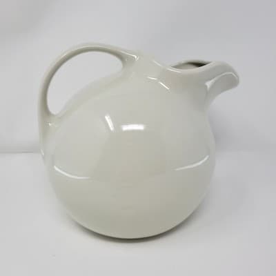 HALL Ceramic Pitcher White Mid Century Modern Creamer USA 633 8in Vintage - Thumbnail 2