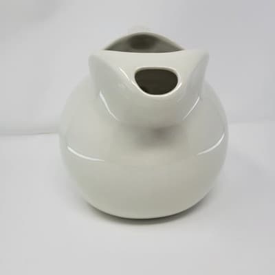 HALL Ceramic Pitcher White Mid Century Modern Creamer USA 633 8in Vintage - Thumbnail 8