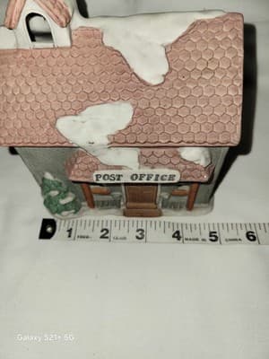 Americana Porcelain Collectible Post Office Christmas Village House No Cord - Thumbnail 10