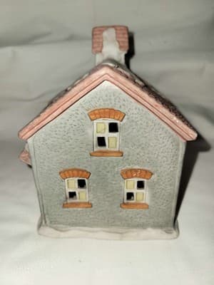 Americana Porcelain Collectible Post Office Christmas Village House No Cord - Thumbnail 3