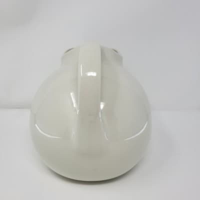 HALL Ceramic Pitcher White Mid Century Modern Creamer USA 633 8in Vintage - Thumbnail 6