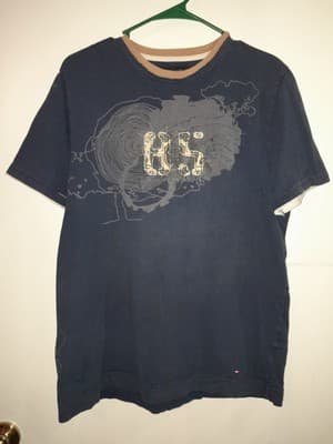 Vintage Tommy Hilfiger 85 Mens Blue T-Shirt Adult Size Large Faded - Thumbnail 2