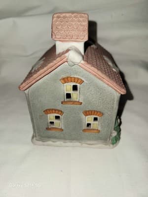 Americana Porcelain Collectible Post Office Christmas Village House No Cord - Thumbnail 4