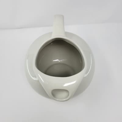 HALL Ceramic Pitcher White Mid Century Modern Creamer USA 633 8in Vintage - Thumbnail 9