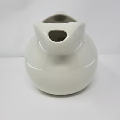 HALL Ceramic Pitcher White Mid Century Modern Creamer USA 633 8in Vintage - Thumbnail 11