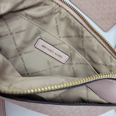 Michael Kors Jet Set Travel Crossbody Wristlet Clutch Set Beige MK Bundle Lot - Thumbnail 12