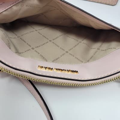 Michael Kors Jet Set Travel Crossbody Wristlet Clutch Set Beige MK Bundle Lot - Thumbnail 10