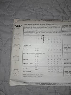 Vintage Simplicity 7437 Pattern Childrens Shorts and Tops size 6 Easy To Sew New - Thumbnail 3