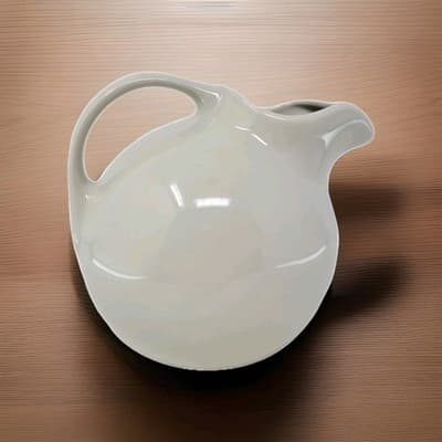 HALL Ceramic Pitcher White Mid Century Modern Creamer USA 633 8in Vintage - Thumbnail 15
