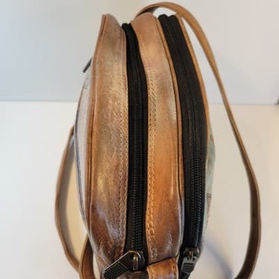Anuschka Hand Painted Leather Crossbody Bag Vtg Boho Southwest 70s Style Purse - Thumbnail 9