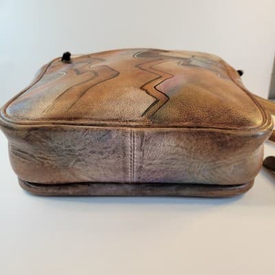 Anuschka Hand Painted Leather Crossbody Bag Vtg Boho Southwest 70s Style Purse - Thumbnail 12