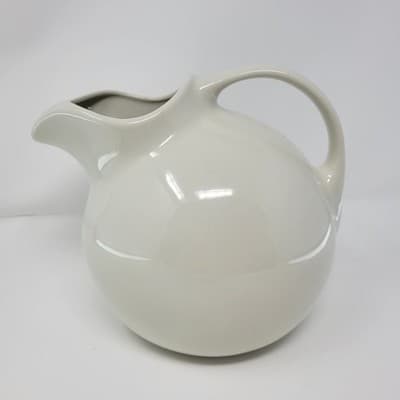 HALL Ceramic Pitcher White Mid Century Modern Creamer USA 633 8in Vintage - Thumbnail 4