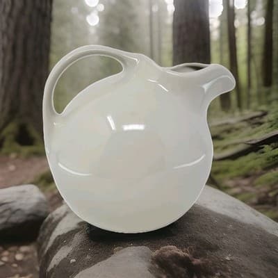 HALL Ceramic Pitcher White Mid Century Modern Creamer USA 633 8in Vintage - Thumbnail 14