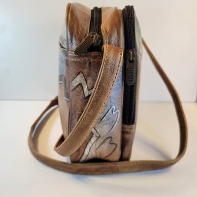 Anuschka Hand Painted Leather Crossbody Bag Vtg Boho Southwest 70s Style Purse - Thumbnail 10