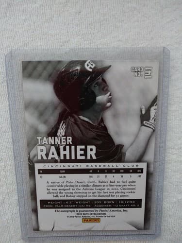 2012 PANINI ELITE Tanner Rahier Baseball Card Autograph 5 of 10 Extra Edition - Thumbnail 6