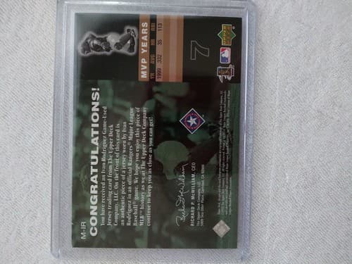 2002 UPPER DECK Piece Of History Ivan Rodriguez MVP Club Jersey Relic #MIR - Thumbnail 4