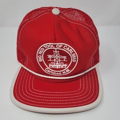 Vintage Big Red Tool Carlsbad NM Oilfield Trucker Hat Mesh Snapback Made Korea - Image 1