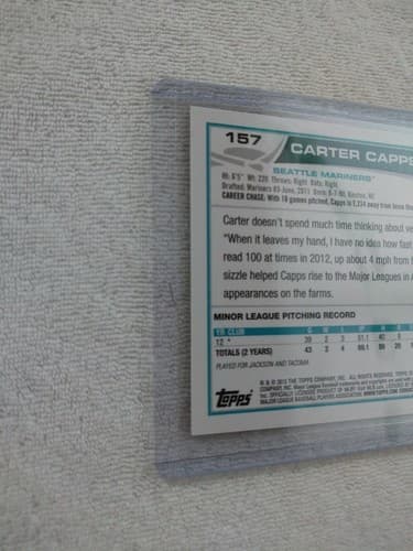 2013 TOPPS Carter Capps Gold RC #157 /2013 Seattle Mariners - Thumbnail 3