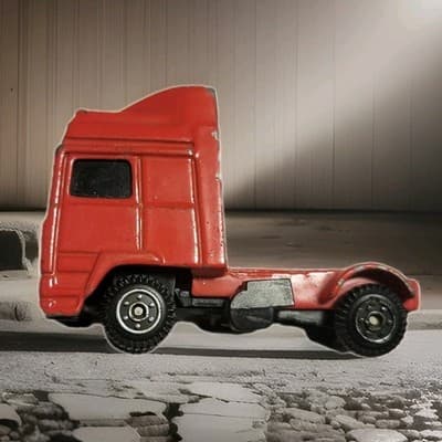 Vintage Volvo Style Cab Over Semi Truck Red Diecast Tractor Unit 1:100 - Image 1